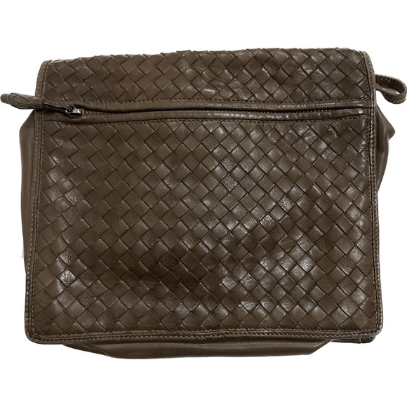 Bottega Veneta Brown Nappa Leather Intrecciato Flap Bag - Picture 2 of 6